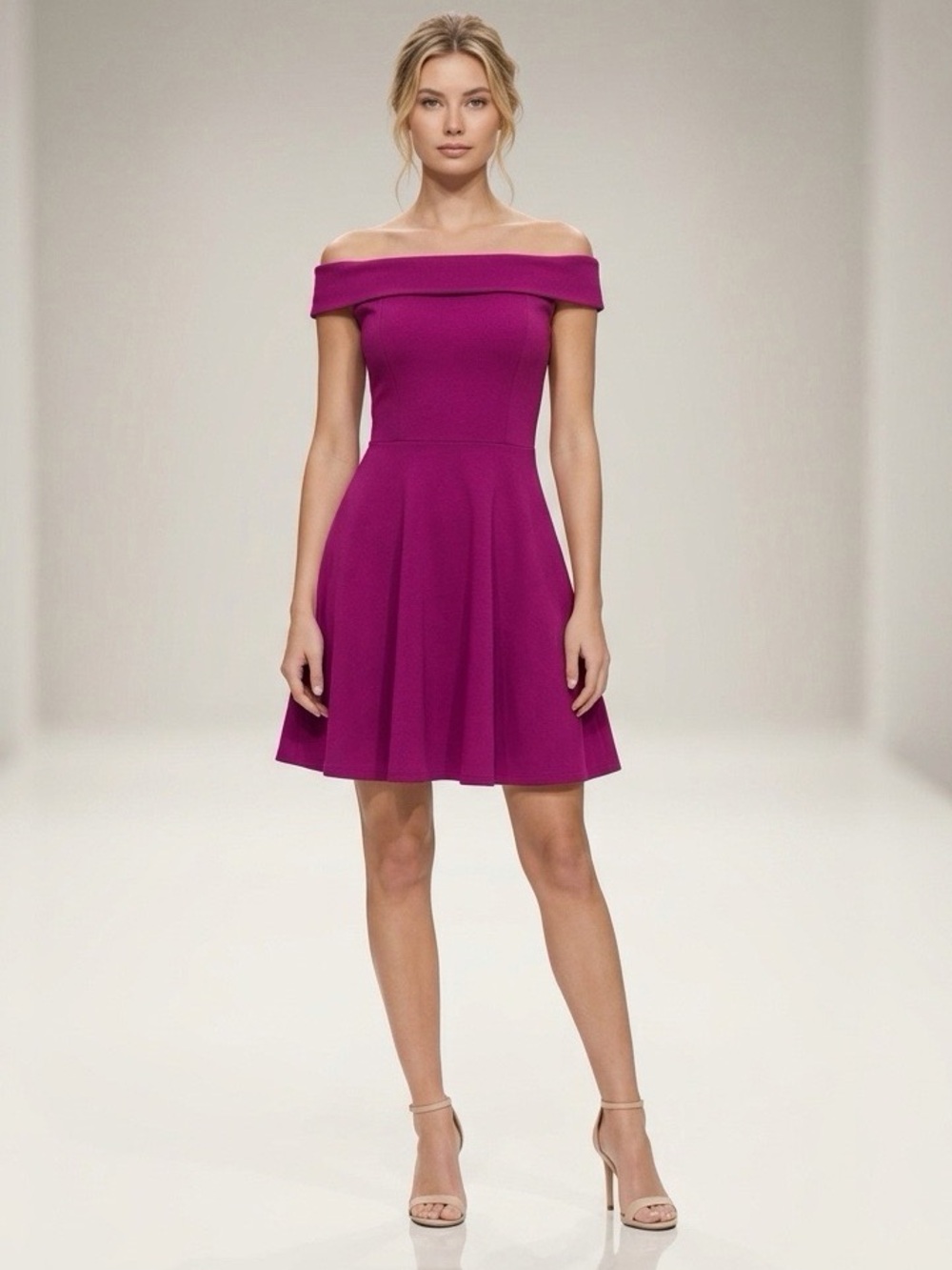 Lulus XS Fuchsia Cowl Neck Fit & Flare Skater Dress